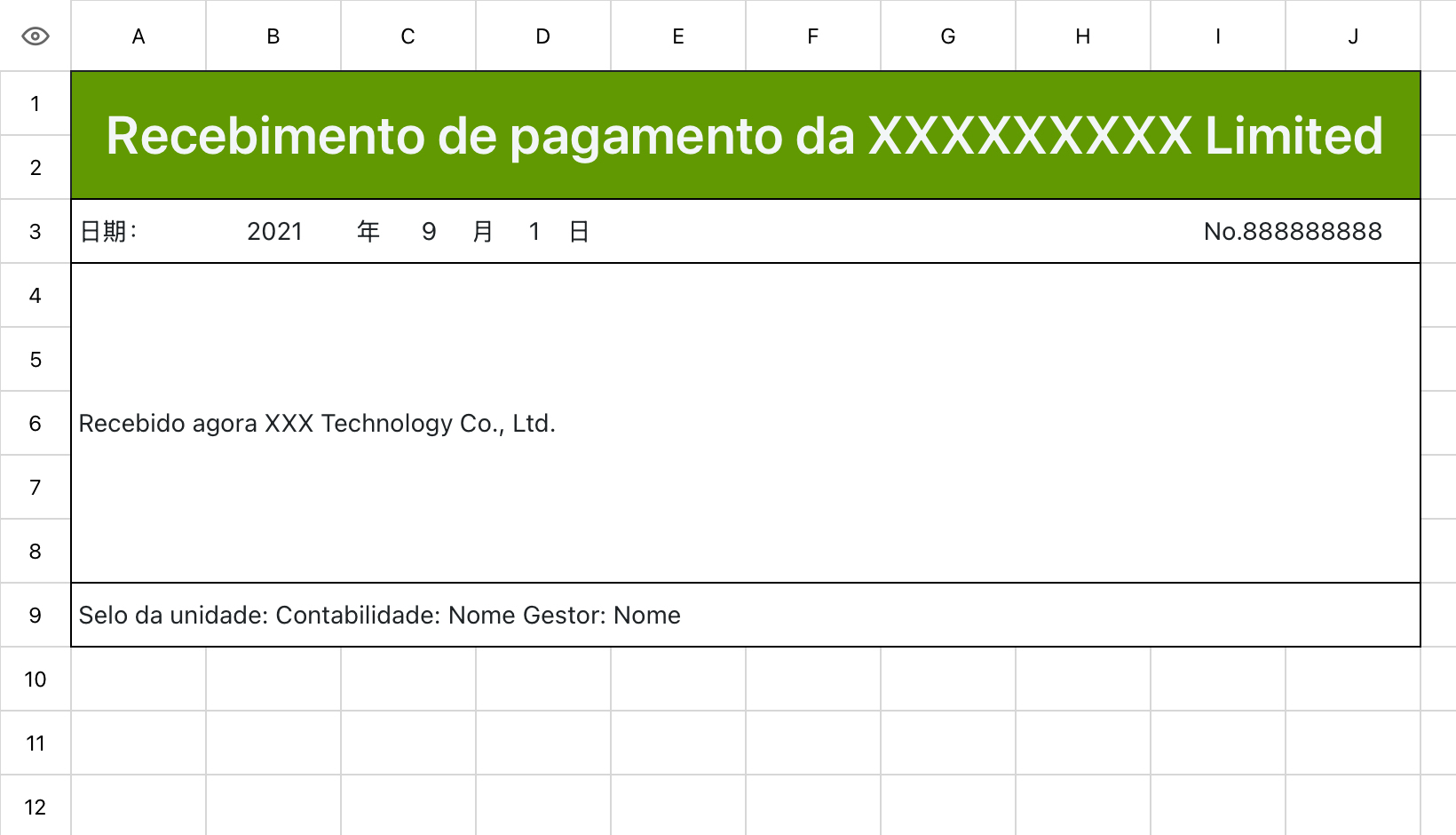 Recibo simples verde escuro